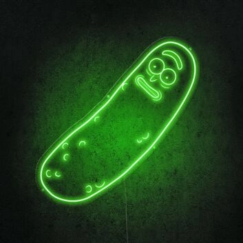 Lustiges LED Neonschild mit Cartoon Gurkenmotiv für originelle Wanddekoration