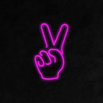 Hand mit Victory-Zeichen LED-Neonschild für Wohnzimmer oder Bar