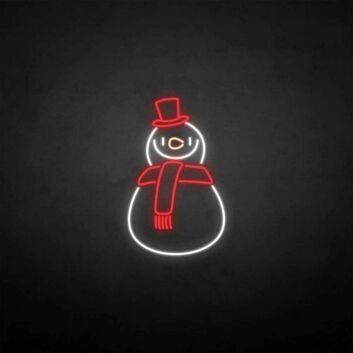Schneemann mit Hut und Schal LED-Neonschild für Weihnachten