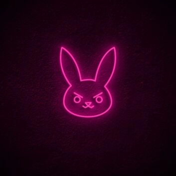 Kaninchenkopf mit strengem Gesicht LED-Neonschild für Gaming und Wohnzimmer