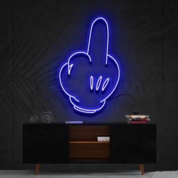 Provokante Handgeste LED Neonschild als moderne Wanddekoration