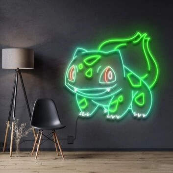 Grünes Cartoon Tier LED Neonschild als Wanddekoration