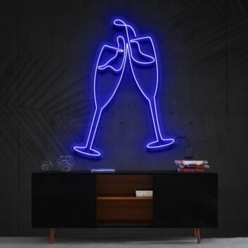 Sektgläser beim Anstoßen LED-Neonschild Bar Wohnzimmer