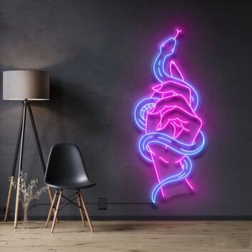 Hand mit Schlange LED-Neonschild für Wohnzimmer oder Bar