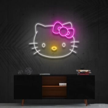 Niedliches Cartoon Katzenmotiv LED Neonschild als Wanddekoration