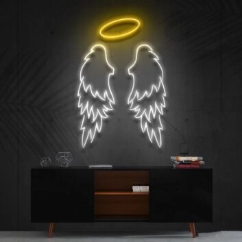 Engelsflügel mit Heiligenschein LED-Neonschild Wohnzimmer Schlafzimmer