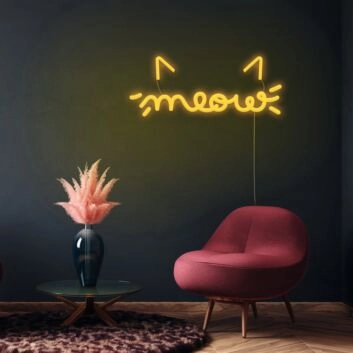 meow LED-Neonschild Wohnzimmer Haustierbereich