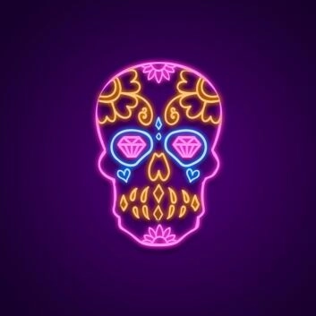 Buntes Totenkopf LED Neonschild im mexikanischen Stil kunstvolle Neon Wanddeko für Party Bar oder Wohnzimmer