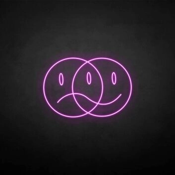 überlappende Smileys mit traurig und glücklich Gesicht LED-Neonschild Wohnzimmer Bar