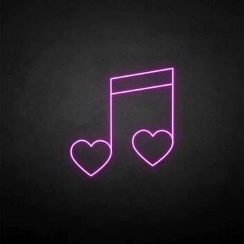 Musiknote mit Herzen LED-Neonschild Wohnzimmer Musikstudio