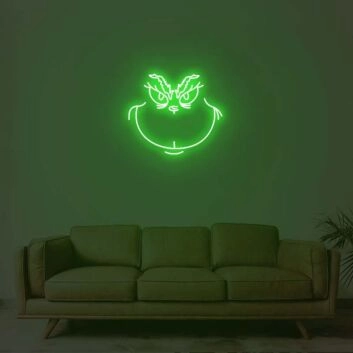grimmiges Cartoon-Gesicht LED-Neonschild für Wohnzimmer oder Gamingzimmer
