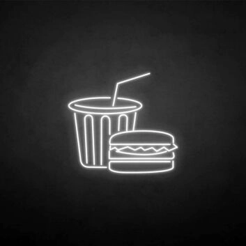 Burger und Getränkebecher LED-Neonschild für Restaurant Imbiss