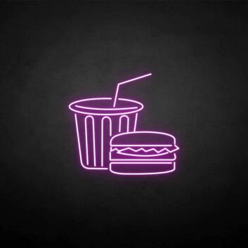 Burger und Getränkebecher LED-Neonschild für Restaurant Imbiss