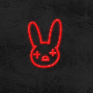 Hasengesicht mit gekreuzten Augen LED-Neonschild Gaming Bar