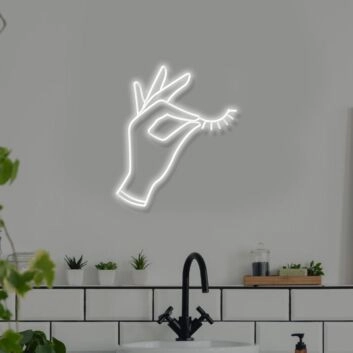 Hand mit falschen Wimpern LED-Neonschild für Kosmetikstudio