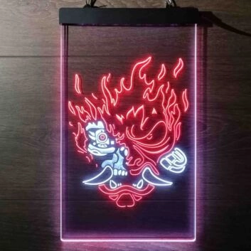 Feuerdämon mit Schwert LED-Neonschild Gamingzimmer