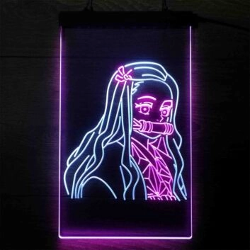 Anime Mädchen mit Bambus im Mund LED-Neonschild Gaming Wohnzimmer