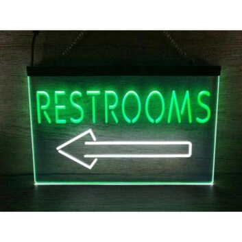 WC LED-Neonschild mit Richtungs­pfeil