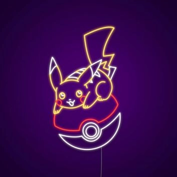 Pikachu auf Pokéball LED-Neonschild für Gamingzimmer und Kinderzimmer