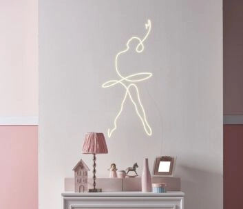 Ballerina Silhouette LED-Neonschild für Kinderzimmer und Tanzstudio