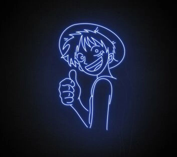 Animefigur mit Strohhut und Daumen hoch LED-Neonschild für Gamingzimmer Wohnzimmer