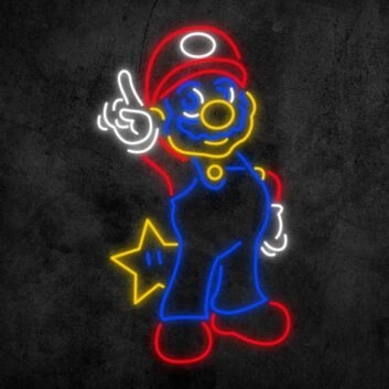 Videospielfigur mit Stern LED-Neonschild Gaming Kinderzimmer