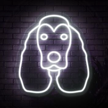 Hundekopf mit langen Ohren LED-Neonschild Wohnzimmer Haustierladen