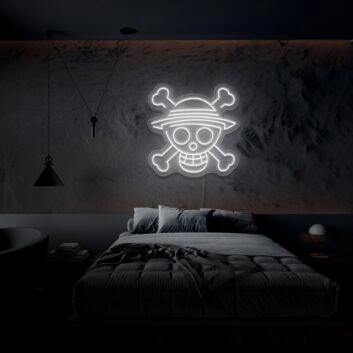 Totenkopf mit Strohhut LED-Neonschild für Schlafzimmer und Gamingzimmer