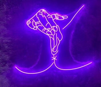 Abstrakte Hand Illustration LED Neonschild im modernen Line Art Stil