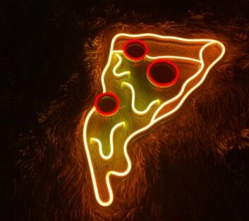 Pizzastück mit Peperoni LED-Neonschild für Restaurant oder Küche
