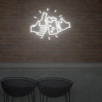 Flaschen- und Bierglas Motiv mit Händen LED-Neonschild für Bar Club