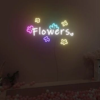 Flowers LED-Neonschild für Wohnzimmer und Blumengeschäft