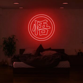 Japanisches Kanji Zeichen im Kreis LED Neonschild für Schlafzimmer