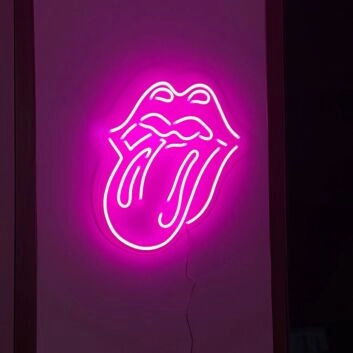 Lippen mit herausgestreckter Zunge LED-Neonschild für Bar Club