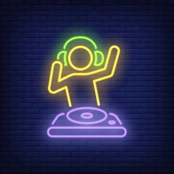 DJ mit Mischpult LED-Neonschild für Club Bar