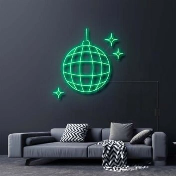 Diskokugel mit Sternen LED-Neonschild Wohnzimmer Partyraum