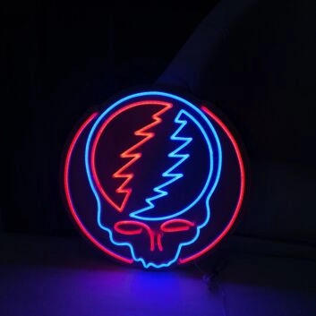 Totenkopf mit Blitzsymbol LED-Neonschild für Bar Club