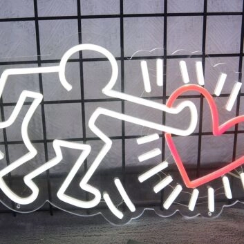 Figur mit Herz LED-Neonschild Wohnzimmer Galerie