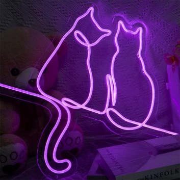 zwei Katzen Silhouette LED-Neonschild Wohnzimmer Schlafzimmer