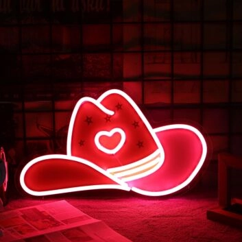 Cowboyhut mit Herzsymbol LED-Neonschild Bar Wohnzimmer