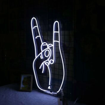 Hand mit Rockgeste LED-Neonschild für Bar Club