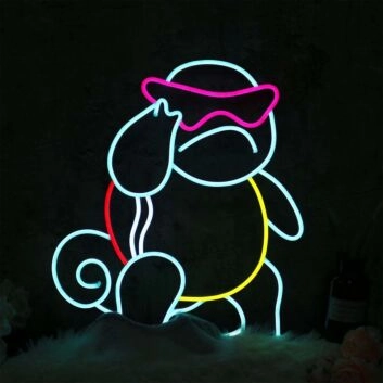 Comic-Schildkröte mit Sonnenbrille LED-Neonschild für Kinderzimmer Gamingraum