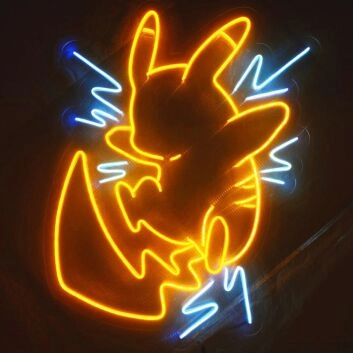 Gelbes Elektro-Maskottchen LED-Neonschild Gaming Kinderzimmer