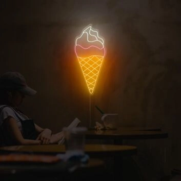 Eistüte LED-Neonschild für Café und Eisdiele