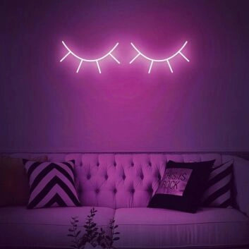 geschlossene Augen mit Wimpern LED-Neonschild Wohnzimmer Schlafzimmer