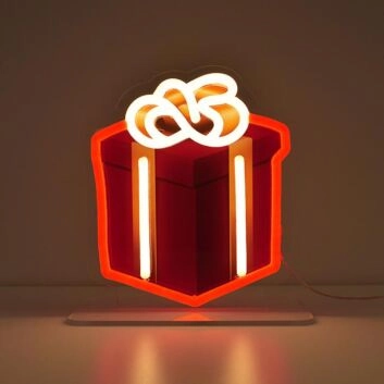 Geschenkbox mit Schleife LED-Neonschild Wohnzimmer Party