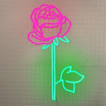 Rosenblüte mit Stiel LED-Neonschild für Wohnzimmer oder Café