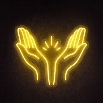 zwei Hände mit Strahlen LED-Neonschild Wohnzimmer Studio