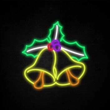 Weihnachtsglocken mit Stechpalmenzweig LED-Neonschild für Wohnzimmer Weihnachtsdekoration