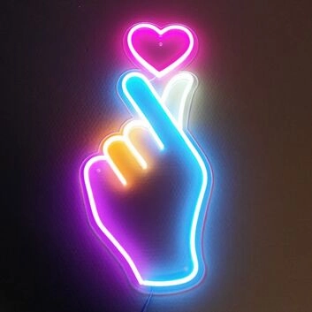 Handgeste mit Herzsymbol LED-Neonschild Wohnzimmer Schlafzimmer